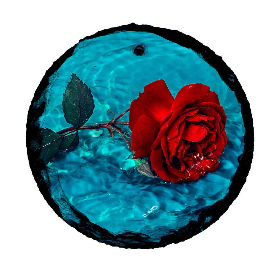 Round slate ornaments with natural edges